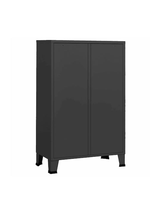 Zweiflügeliger Schrank Metallisch mit Trennwand & 2 Regale Charcoal 67x35x107cm
