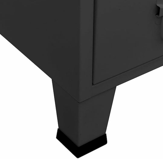Double Door Wardrobe Metallic with Divider & 2 Shelves Charcoal 67x35x107cm