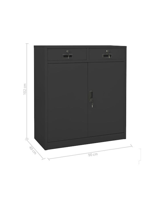 Double-leaf Metallic Outdoor Storage Cabinet with Locking Capability with 2 Shelves Anthracite 90x40x102 cm