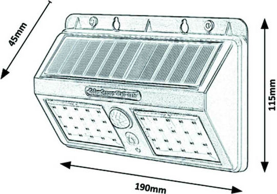 Rabalux Ostrava Montat pe perete Lampă Solară 2.4W 225lm Alb Natural 4000K cu Senzor de Mișcare IP44