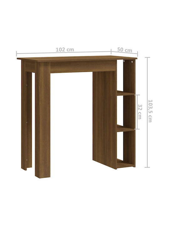 Table Bar Wooden Brown Oak 102x50x103.5cm
