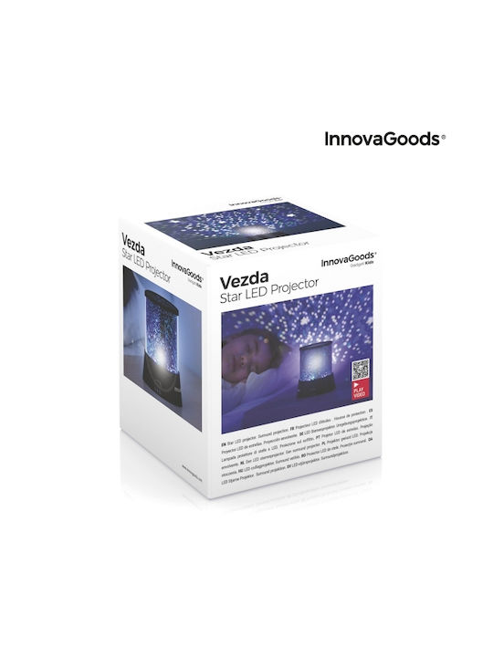 InnovaGoods Led Rotating Kids Projector Lamp Vezda with Star Projection Black 10.5x10.5x11.5εκ.
