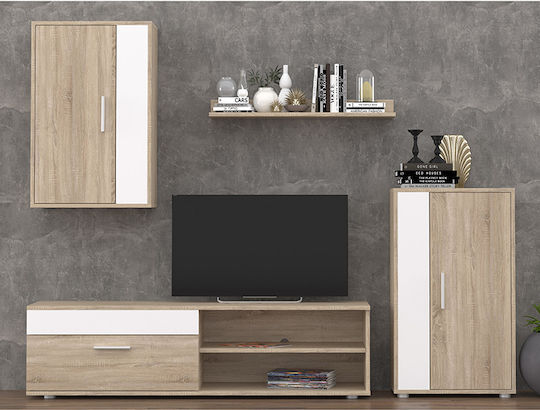 Unitate TV pentru sufragerie Zafira Sonoma / White cu iluminare L200xA35xÎ190buc