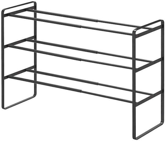 Metall Schuhschrank Frame mit 3 Regalen Schwarz L70xW25xH46cm