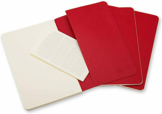 Moleskine Set 3 Notebooks with Blank Pages Red