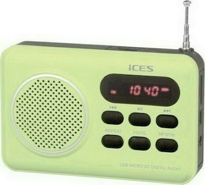 Ices IMPR-112 Tabletop Radio Rechargeable with USB Green