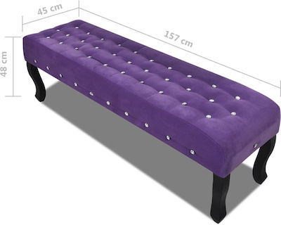 Bench Stool Padded with Velvet Purple 160x45x48cm