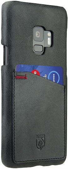 Rosso Select Umschlag Rückseite Leder Schwarz (Galaxy S9)