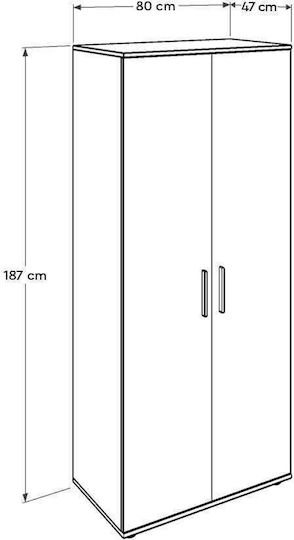 Doppeltür Kleiderschrank Jodi 80x47x187cm