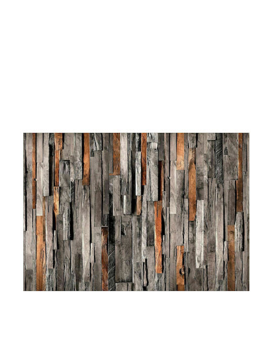 Autocolantă Fototapet de Perete 196x140cm Wooden Curtain (Grey and Brown) Gri