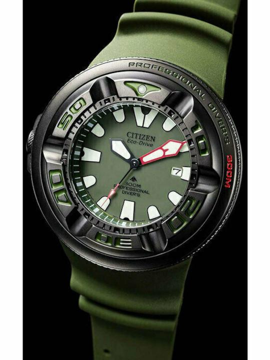 Citizen Promaster Ανδρικό Ρολόι 49mm Eco - Drive με Πράσινο Καουτσούκ Λουράκι