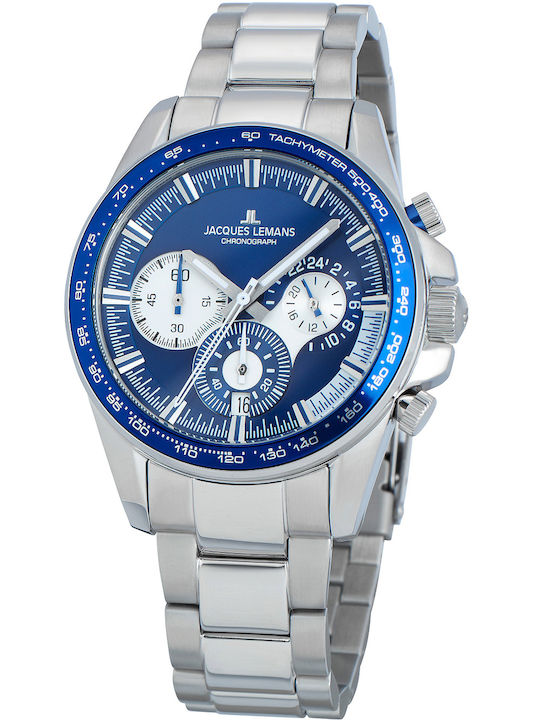 Liverpool Men's Watch 40mm Battery Chronograph With Silver Steel Bracelet