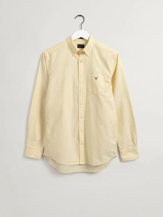 Gant Men's Shirt with Long Sleeves Regular Fit Yellow