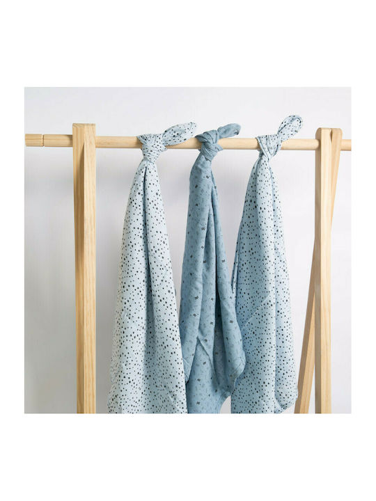 Bebejou Hero Cotton Swaddle Wraps Light Blue 70x70cm. 3pcs