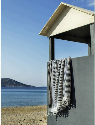 Nima Beach Towel Cotton Blue with Fringes 190x90cm.