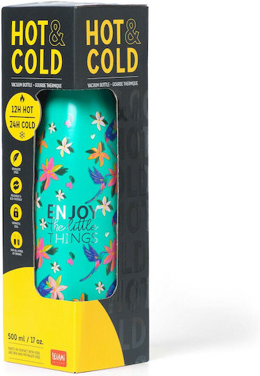 Legami Milano Hot&Cold Recyclable Stainless Steel Thermos Bottle BPA Free 500ml Hummingbird