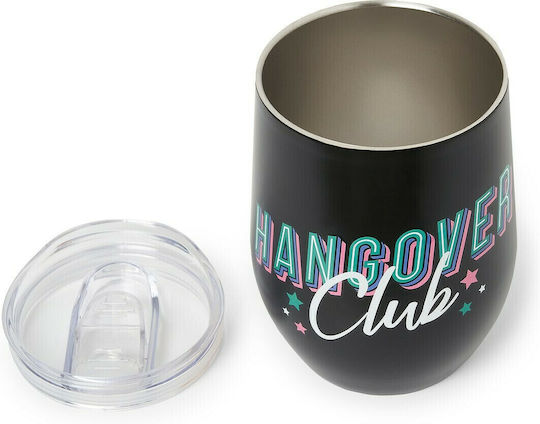 Legami Milano Hangover Glass Thermos Stainless Steel 325ml Black with Mouthpiece