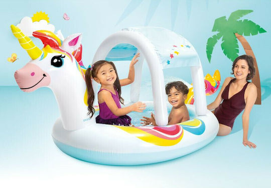 Intex Unicorn Spray Kinder Runde Schwimmbecken 130lt Aufblasbar 254x109cm Weiße