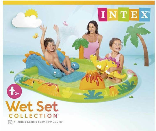 Intex Little Dino Play Center Children's Swimming Pool 143lt Inflatable 191x152x58cm Green
