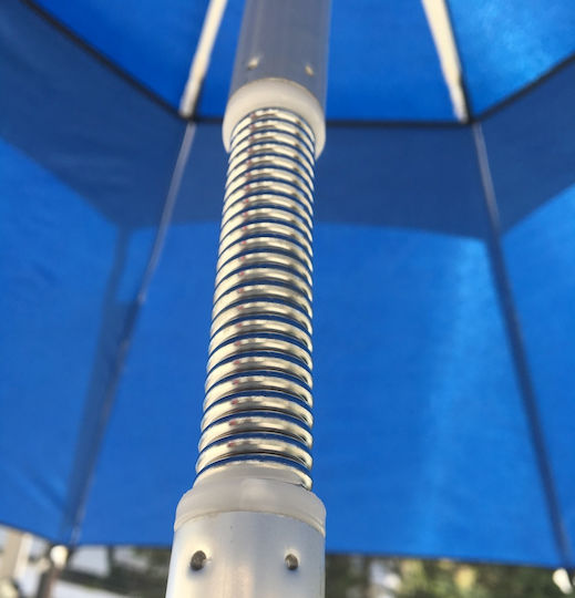 Solart Folding Aluminum Beach Umbrella Diameter 2.2m with UV Protection and Air Duct Light Blue
