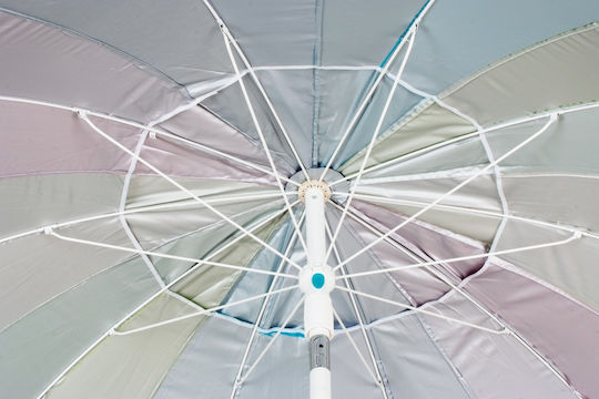 Solart Folding Beach Umbrella Diameter 2m with UV Protection and Air Vent Multicolor