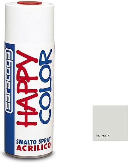 Saratoga Spray Paint Happy Color Acrylic with Metallic Effect Grey Light RAL 9002 400ml