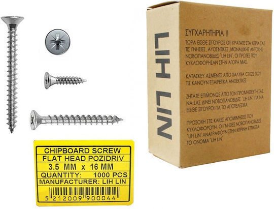 Lih Lin MDF Screw Phillips Galvanized with Diameter M4 and Length 30mm 1000pcs