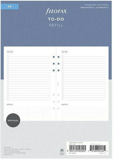 Filofax Pagini De Înlocuire A5 Cu Dungi Albe