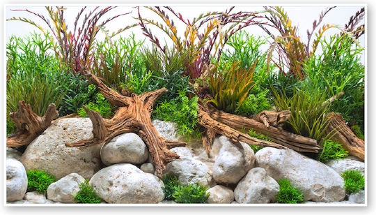 Wave Double Background River Blister Διακοσμητική Αφίσα Ενυδρείου 30x60cm