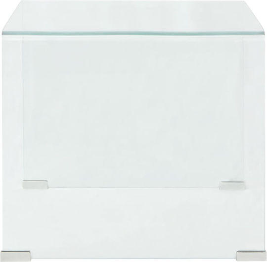 Square Side Glass Transparent Coffee Table W49.5xL50xH45cm