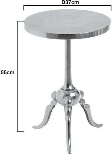 Masă Laterală Rotundă Din Aluminiu Argintiu M37xL37xÎ55cm
