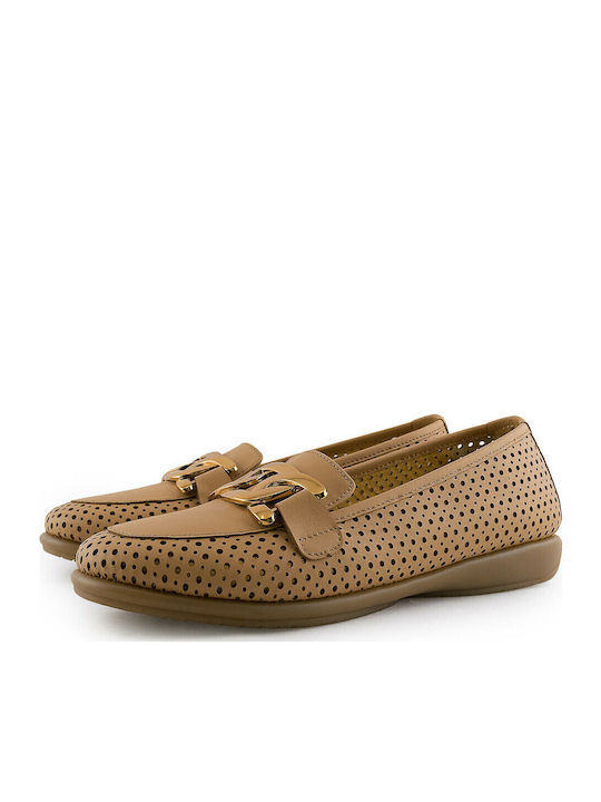 Δερμάτινα Γυναικεία Loafers Camel