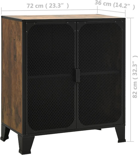 Dulap de Sufragerie pentru Pardoseală din Lemn și Metal Maro Rustic 72x36x82 cm