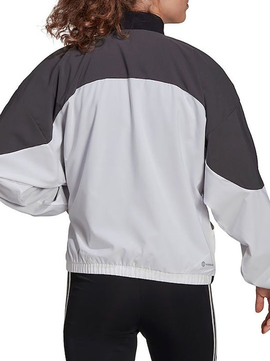 Adidas Women's Short Sports Jacket Windproof for Spring or Autumn Gray