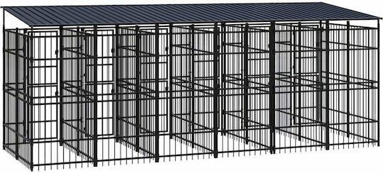 vidaXL Metallisches Hundepark 583x200x228cm Schwarz