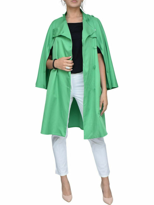 Women's Green Coat with Buttons