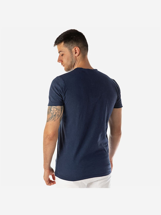 Camaro Men's Short Sleeve Blouse with Buttons Navy Blue