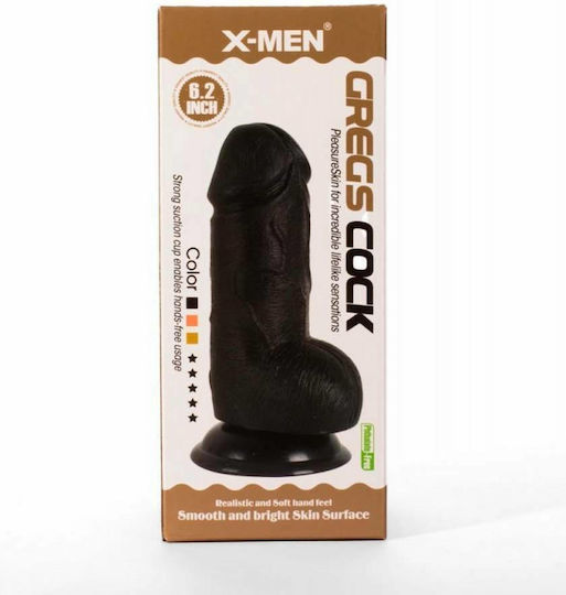 X-Men X-Men Gregs Cock Realistic Dildo with Balls and Suction Cup Black 16cm