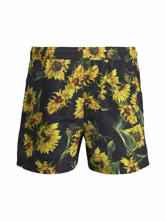 Crete Men's Swimwear Shorts Black Floral
