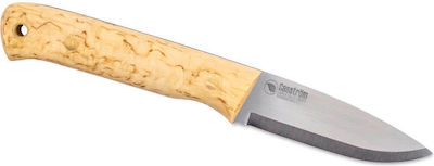 Casstrom Woodsman Curly Birch Knife Brown with Blade made of Stainless Steel in Sheath