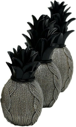 Karvounis Decorative Pineapple Shinny made of Polyresin Black/Silver 9x9x15cm 1pcs