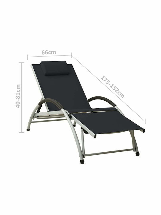 Ξαπλώστρα Αλουμινίου με Ύφασμα Textilene Black 173x66x40εκ.