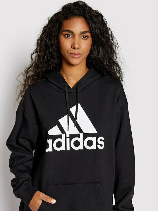 Essentials Logo Boyfriend Damen Sweatshirt Kapuzen Schwarz