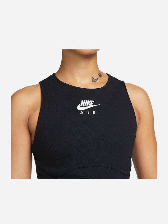 Γυναικείο Αθλητικό Crop Top Αμάνικο Μαύρο