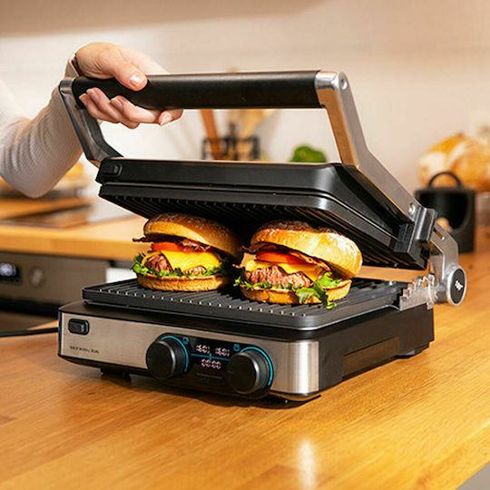 Cecotec Rock’n Grill Dual Επιτραπέζια Ηλεκτρική Ψησταριά Αυλακωτής Πλάκας 2000W με Καπάκι και Ρυθμιζόμενο Θερμοστάτη