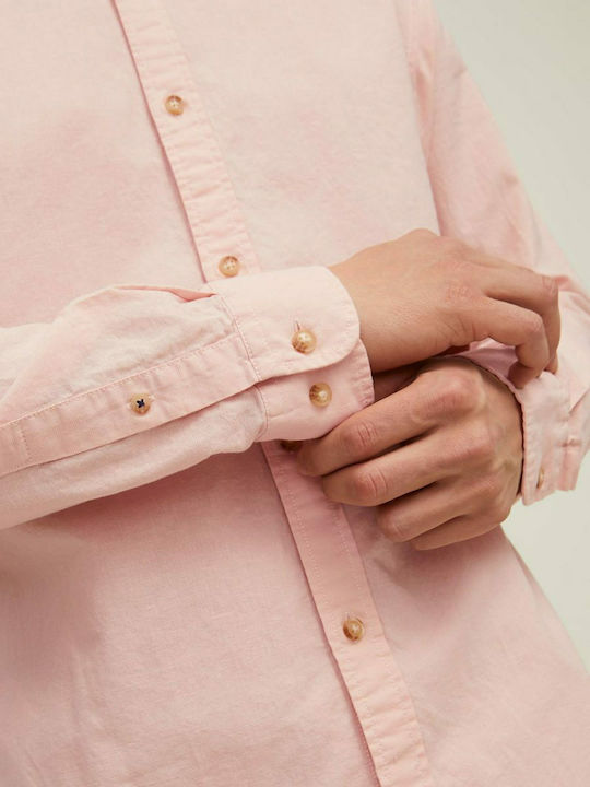 Langärmlig Leinen Hemd Rosa