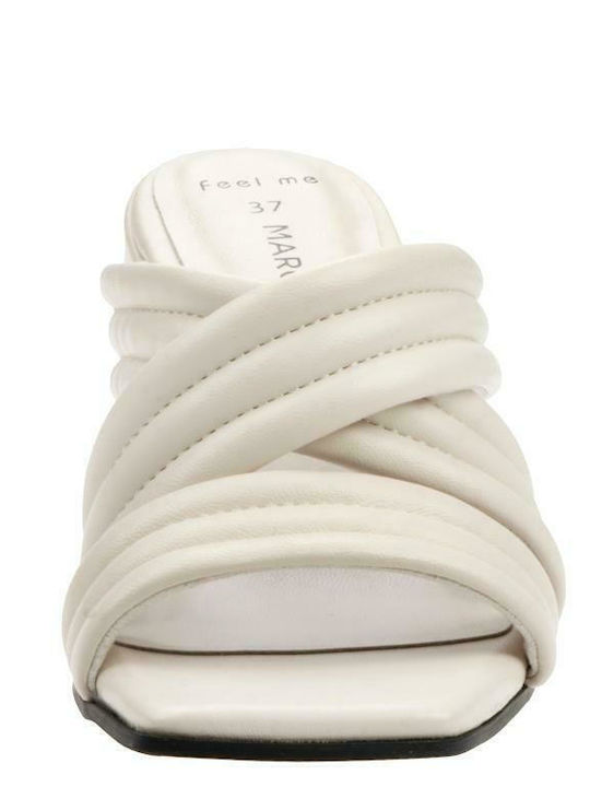 Mules with Chunky High Heel OffWhite