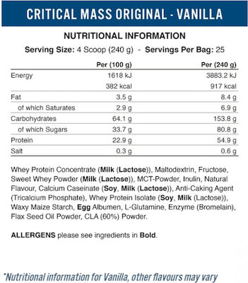 Applied Nutrition Critical Mass Original Formula cu Aromă de Banană 6kg