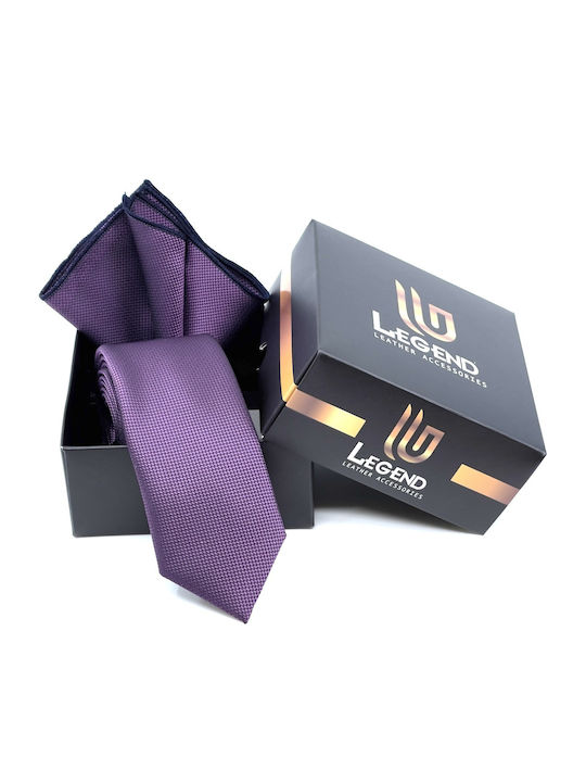 Legend Accessories Men's Tie Set Synthetic Monochrome In Purple Colour