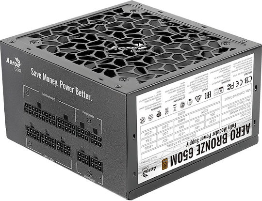 Aerocool Aero Bronze 650W Μαύρο Τροφοδοτικό Υπολογιστή Full Modular 80 Plus Bronze